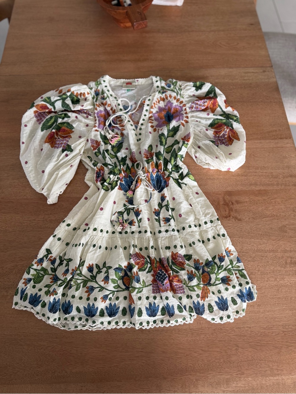 FARM Rio Summer Garden Mini Dress Small White Cotton